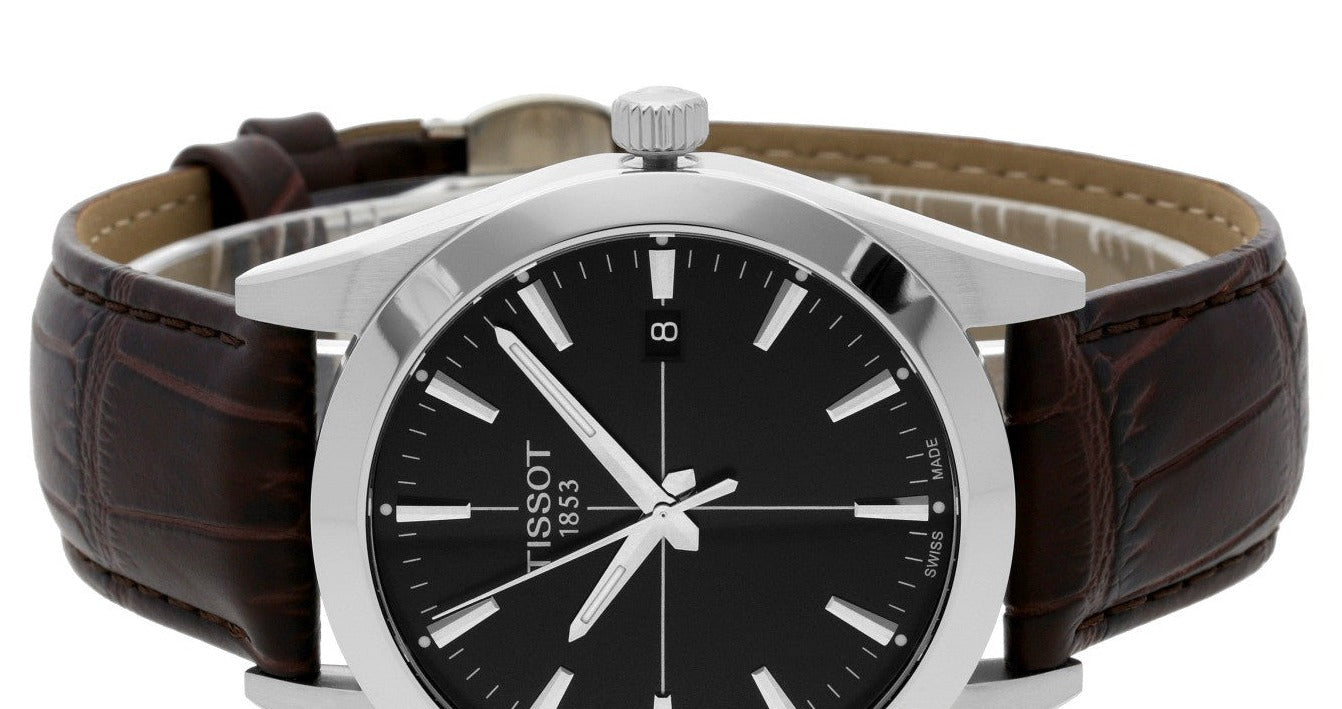  Shop Authentic Tissot Gentlemen Black Dial Brown Leather Strap Watch for Men - T127.410.16.051.01 - Luxxuri