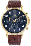 Shop Authentic Tommy Hilfiger Daniel Blue Dial Brown Leather Strap Watch for Men - 1710380 - Luxxuri