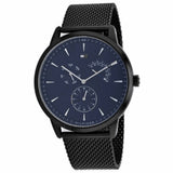  Shop Authentic Tommy Hilfiger Brad Quartz Blue Dial Black Mesh Bracelet Watch For Men - 1710392 - Luxxuri