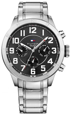  Shop Authentic Tommy Hilfiger Trent Chronograph Black Dial Silver Steel Strap Watch for Men - 1791054 - Luxxuri