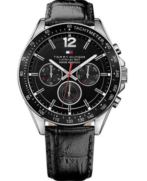  Shop Authentic Tommy Hilfiger Luke Quartz Black Dial Black Leather Strap Watch for Men - 1791117 - Luxxuri