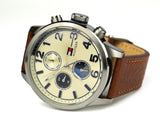  Shop Authentic Tommy Hilfiger Jackson Multi-Function Silver Dial Brown Leather Strap Watch for Men - 1791239 - Luxxuri