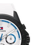  Shop Authentic Tommy Hilfiger Aiden Chronograph White Dial White Rubber Strap Watch For Men - 1791862 - Luxxuri