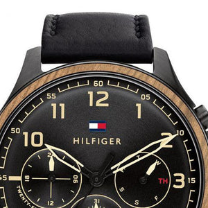  Shop Authentic Tommy Hilfiger Asher Chronograph Black Dial Black Leather Strap Watch For Men - 1791854 - Luxxuri