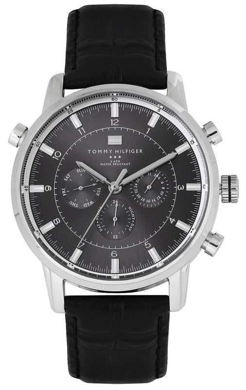  Shop Authentic Tommy Hilfiger Harrison Chronograph Black Dial Black Leather Strap Watch for Men - 1790875 - Luxxuri