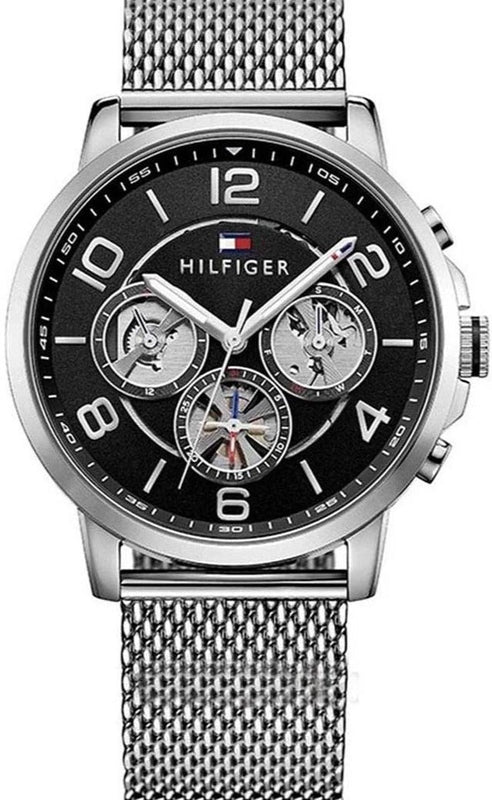  Shop Authentic Tommy Hilfiger Chronograph Black Dial Silver Mesh Bracelet Watch for Men - 1791292 - Luxxuri