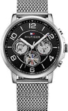  Shop Authentic Tommy Hilfiger Chronograph Black Dial Silver Mesh Bracelet Watch for Men - 1791292 - Luxxuri