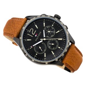  Shop Authentic Tommy Hilfiger Gavin Chronograph Quartz Black Dial Brown Leather Strap Watch for Men - 1791470 - Luxxuri