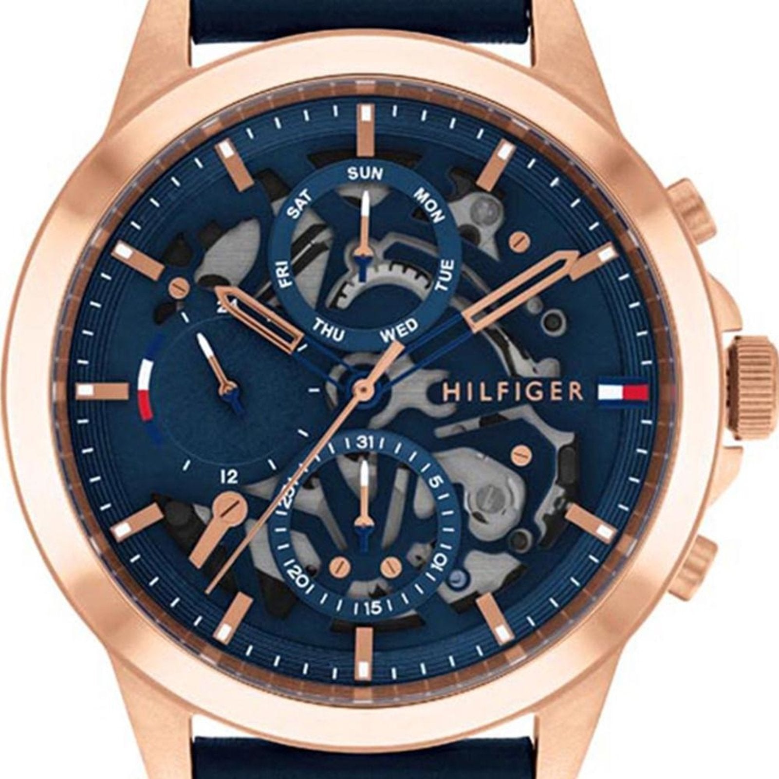  Shop Authentic Tommy Hilfiger Henry Chronograph Quartz Blue Dial Blue Leather Strap Watch For Men - 1710475 - Luxxuri