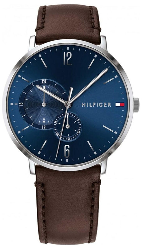  Shop Authentic Tommy Hilfiger Cooper Blue Dial Brown Leather Strap Watch for Men - 1791508 - Luxxuri
