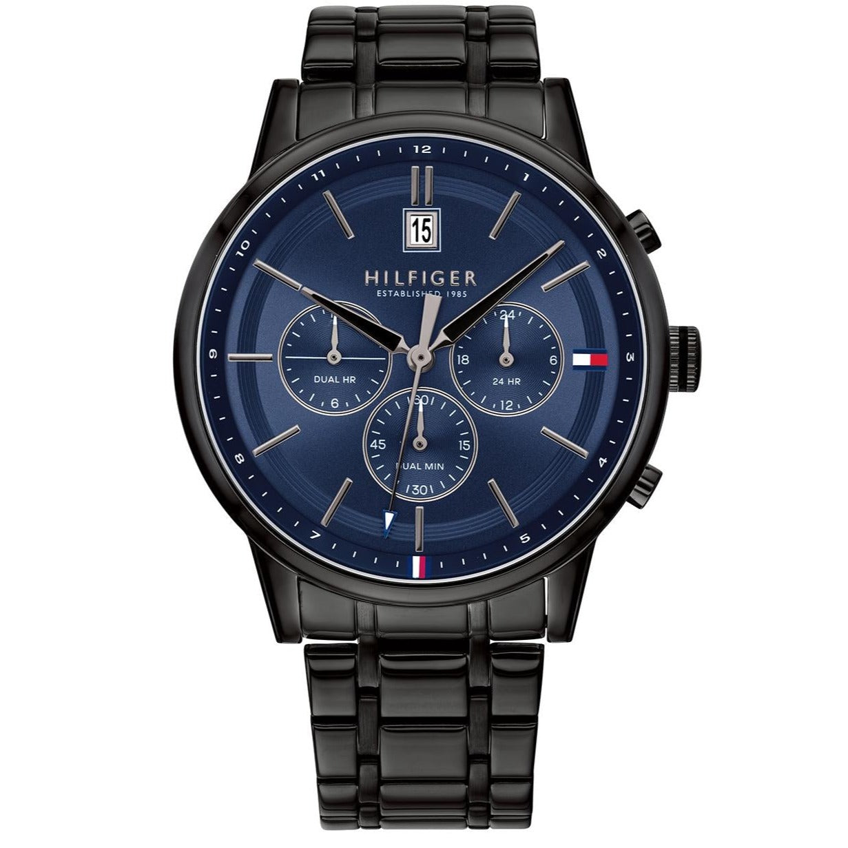  Shop Authentic Tommy Hilfiger Kyle Quartz Blue Dial Black Steel Strap Watch for Men - 1791633 - Luxxuri