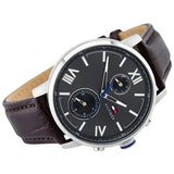  Shop Authentic Tommy Hilfiger Aiden Quartz Black Dial Brown Leather Strap Watch for Men - 1791309 - Luxxuri