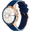  Shop Authentic Tommy Hilfiger Bank Multifunction Quartz White Dial Blue Rubber Strap Watch for Men - 1791778 - Luxxuri