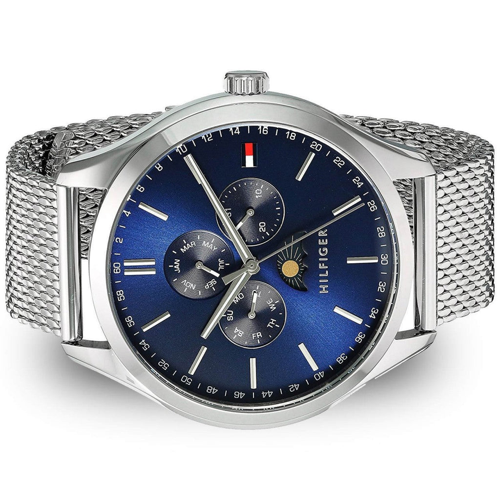  Shop Authentic Tommy Hilfiger Oliver Quartz Blue Dial Silver Mesh Bracelet Watch for Men - 1791302 - Luxxuri