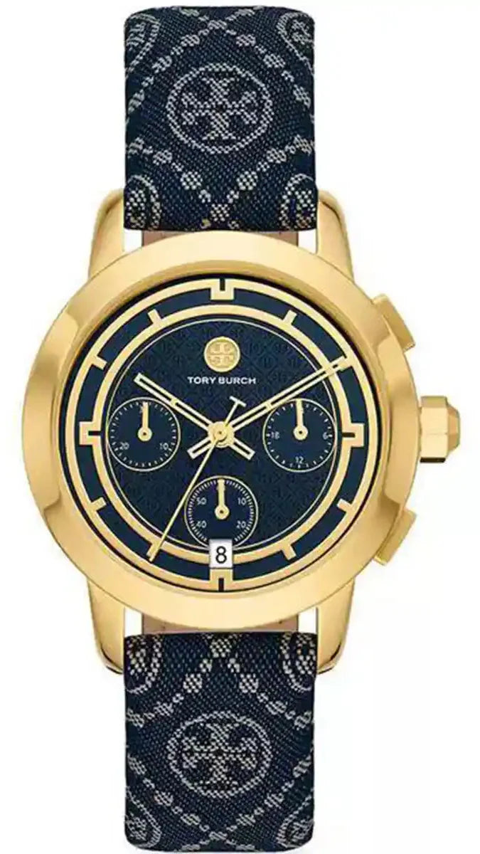 Tory Burch The Miller Chronograph Blue Dial Blue Jacquard Strap Watch for Women - TBW1038