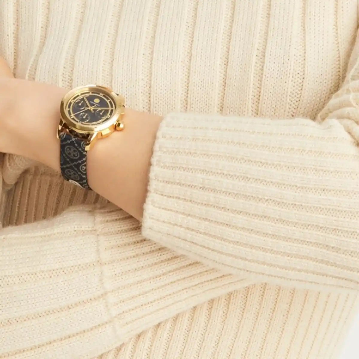 Tory Burch The Miller Chronograph Blue Dial Blue Jacquard Strap Watch for Women - TBW1038