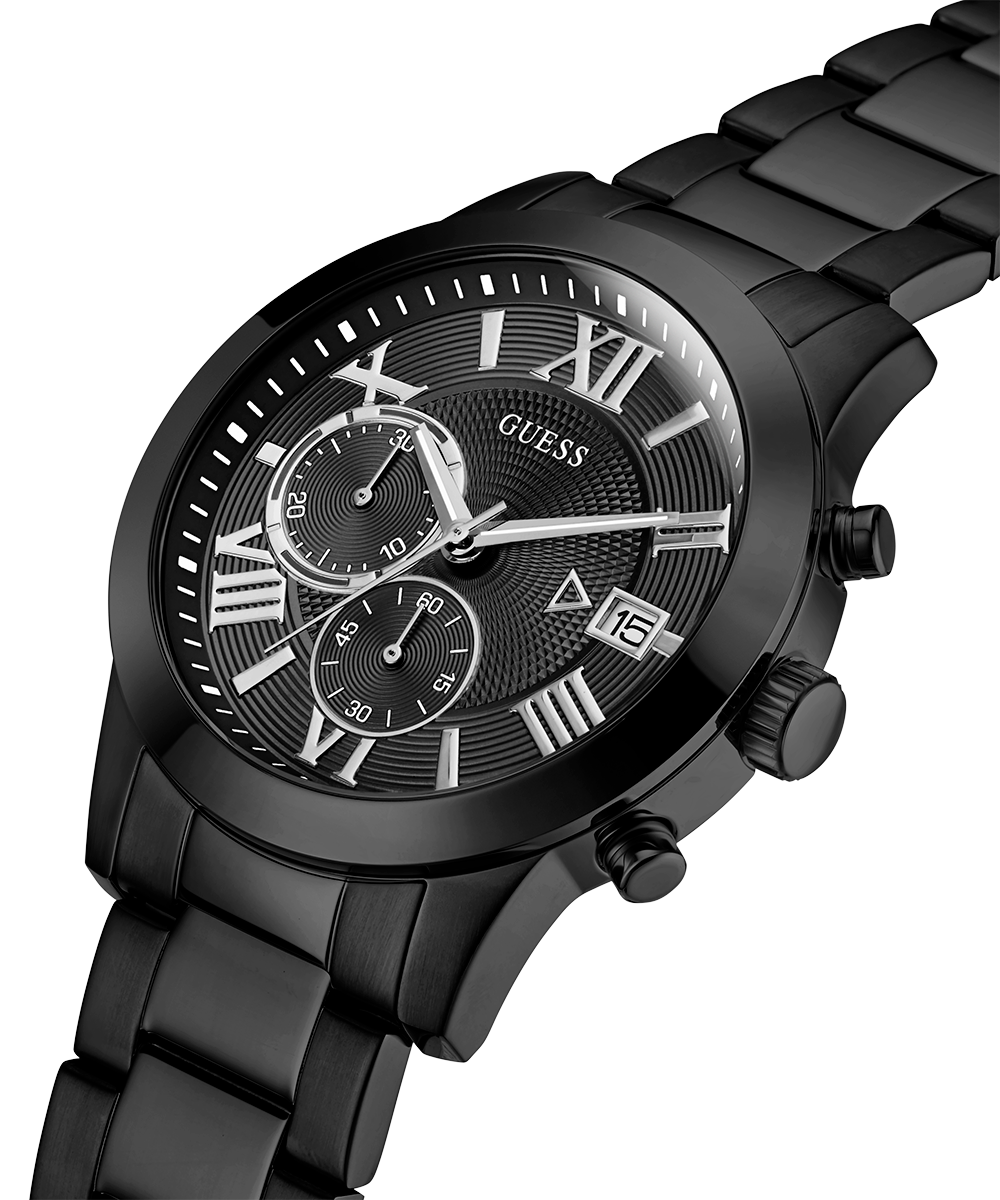  Shop Authentic Guess Atlas Chronograph Black Dial Black Steel Strap Watch For Men - W0668G5 - Luxxuri