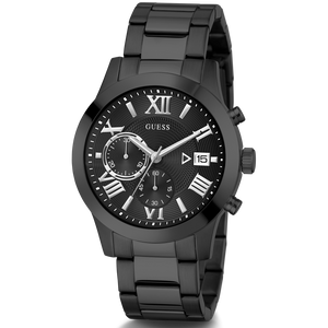  Shop Authentic Guess Atlas Chronograph Black Dial Black Steel Strap Watch For Men - W0668G5 - Luxxuri