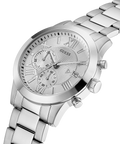  Shop Authentic Guess Atlas Chronograph Silver Dial Silver Steel Strap Watch For Men - W0668G7 - Luxxuri