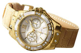  Shop Authentic Guess Limelight Quartz Silver Dial Golden Leather Strap Watch For Women - W0775L2 - Luxxuri