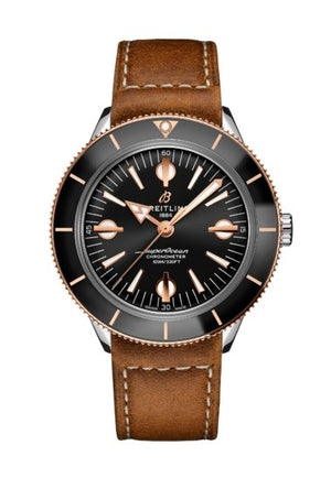  Shop Authentic Breitling Superocean Heritage '57 Black Dial Brown Leather Strap Watch for Men - U10370121B1X1 - Luxxuri