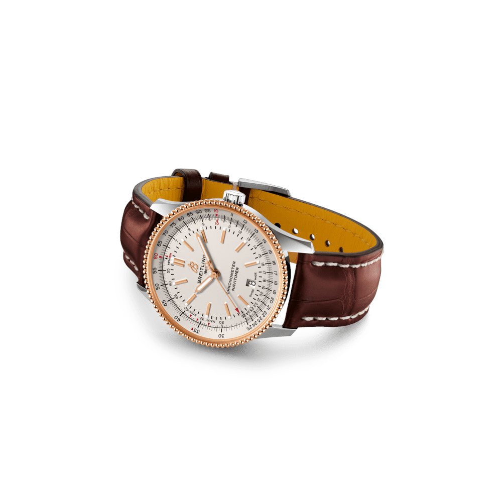  Shop Authentic Breitling Navitimer Automatic 41mm White Dial Brown Leather Strap Mens Watch - U17326241G1P1 - Luxxuri