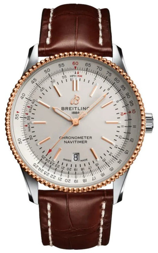  Shop Authentic Breitling Navitimer Automatic 41mm White Dial Brown Leather Strap Mens Watch - U17326241G1P1 - Luxxuri