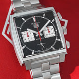 Shop Authentic Tag Heuer Monaco Automatic Chronograph Black Dial Silver Steel Strap Watch for Men - CBL2113.BA0644 - Luxxuri