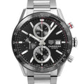  Shop Authentic Tag Heuer Carrera Automatic Chronograph Black Dial Silver Steel Strap Watch for Men - CBM2110.BA0651 - Luxxuri