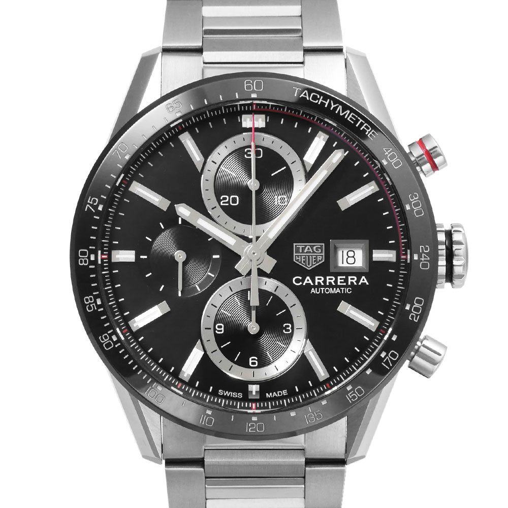  Shop Authentic Tag Heuer Carrera Automatic Chronograph Black Dial Silver Steel Strap Watch for Men - CBM2110.BA0651 - Luxxuri