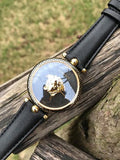 Versace Palazzo Empire Black Dial Black Leather Strap Watch for Women - VCO020017