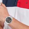  Shop Authentic Tommy Hilfiger Blaze Chronograph Black Dial Silver Steel Strap Watch For Men - 1792029 - Luxxuri