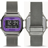 Shop Authentic Fossil Retro Digital Purple Dial Grey Mesh Strap Watch for Men - FS5888 - Luxxuri