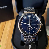  Shop Authentic Emporio Armani Gianni Chronograph Blue Dial Silver Steel Strap Watch For Men - AR1648 - Luxxuri