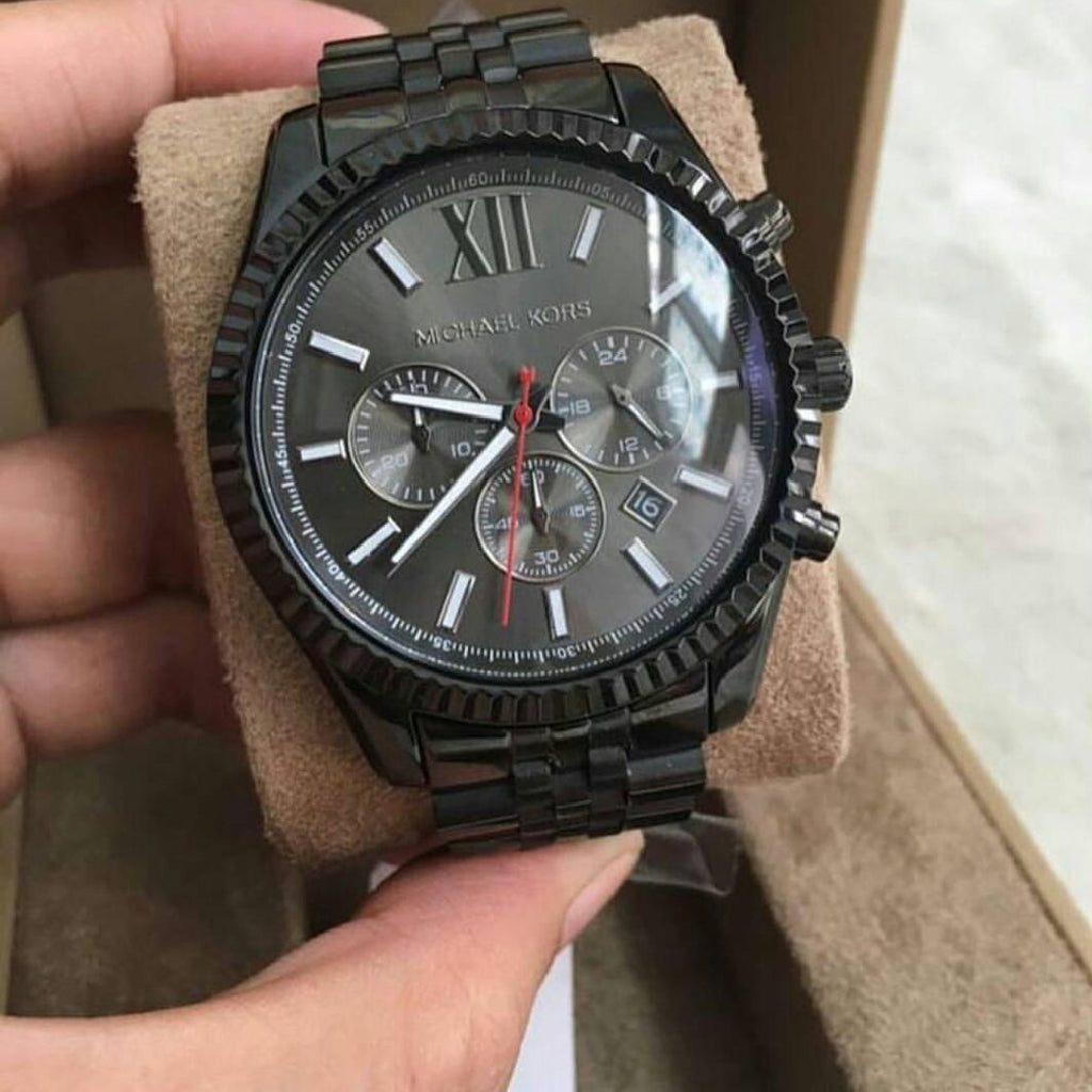  Shop Authentic Michael Kors Lexington Chronograph Black Dial Black Steel Strap Watch for Men - MK8320 - Luxxuri