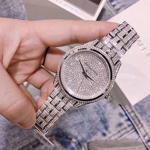  Shop Authentic Michael Kors Lauryn Analog Crystals Silver Dial Silver Steel Strap Watch For Women - MK3717 - Luxxuri