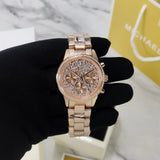  Shop Authentic Michael Kors Ritz Chronograph Rose Gold Dial Rose Gold Steel Strap Watch For Women - MK7302 - Luxxuri