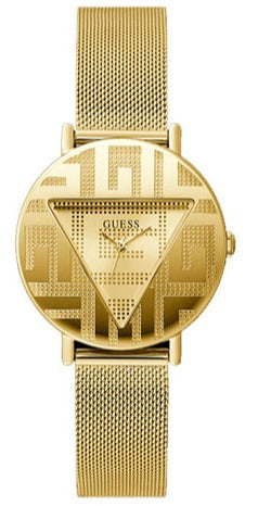  Shop Authentic Guess Iconic Quartz Gold Dial Gold Mesh Bracelet Watch For Women - GW0527L2 - Luxxuri