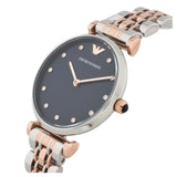  Shop Authentic Emporio Armani Gianni T Bar Crystal Blue Dial Two Tone Steel Strap Watch For Women - AR11092 - Luxxuri
