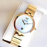  Shop Authentic Emporio Armani Arianna Mother of Pearl Dial Gold Steel Strap Watch For Women - AR11198 - Luxxuri