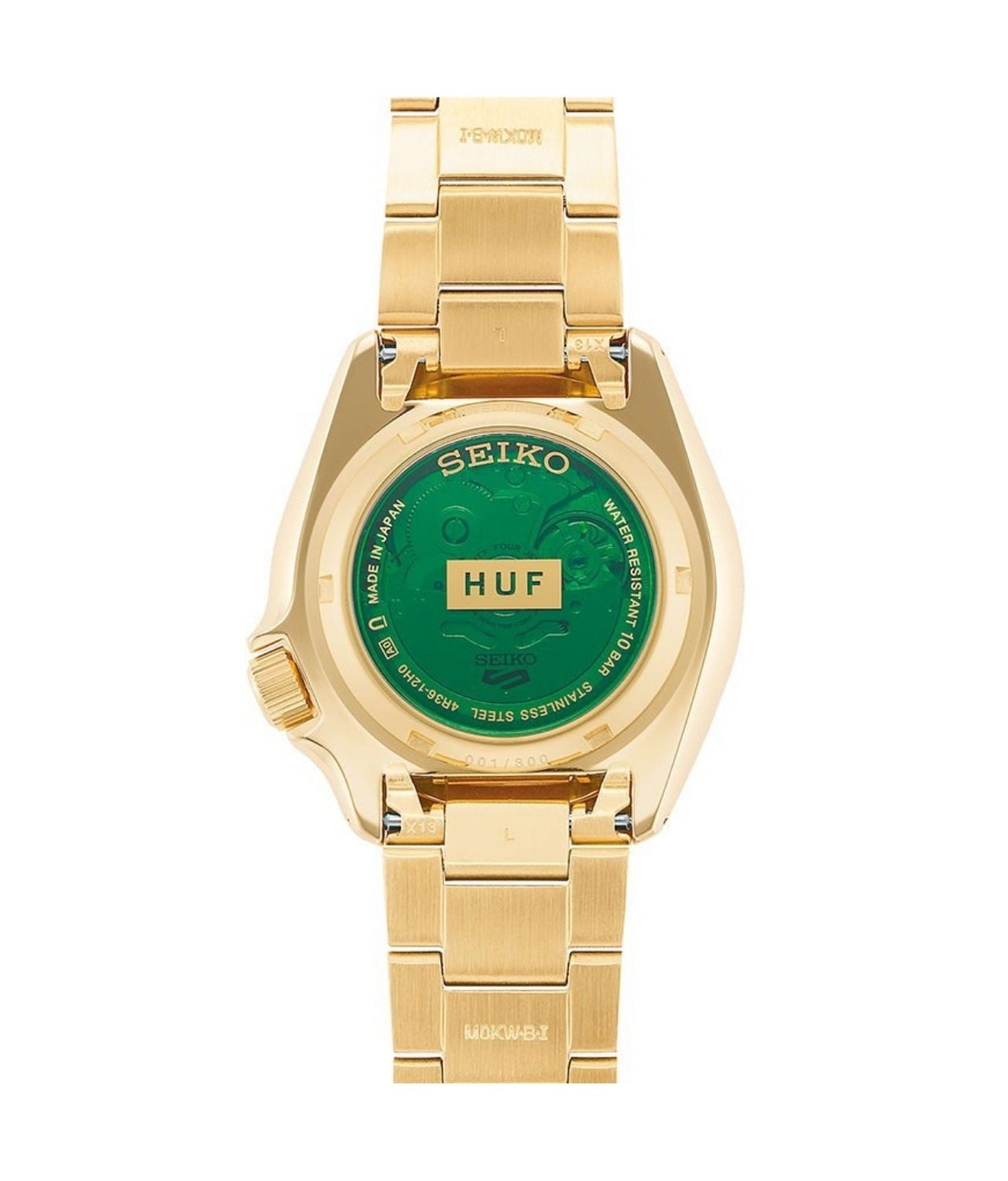  Shop Authentic Seiko 5 Sports HUF Limited Edition Green Dial Gold Steel Strap Watch For Men - SRPJ20 - Luxxuri