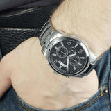  Shop Authentic Guess Exec Chronograph Quartz Black Dial Silver Steel Strap Watch For Men - W0075G1 - Luxxuri