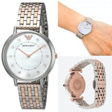  Shop Authentic Emporio Armani Gianni T Bar Mother of Pearl Dial Two Tone Steel Strap Watch For Women - AR2508 - Luxxuri
