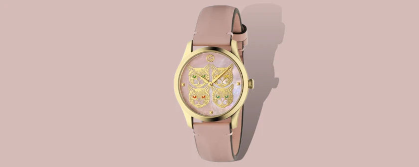  Shop Authentic Gucci G Timeless Quartz Mother of Pearl Dial Pink Leather Strap Watch For Women -  YA1264132 - Luxxuri