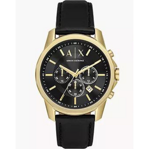  Shop Authentic Armani Exchange Outerbanks Chronograph Black Dial Black Leather Strap Watch For Men - AX7133 - Luxxuri