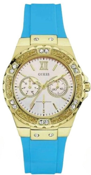  Shop Authentic Guess Limelight Crystal White Dial Light Blue Rubber Strap Watch for Women - W1053L6 - Luxxuri