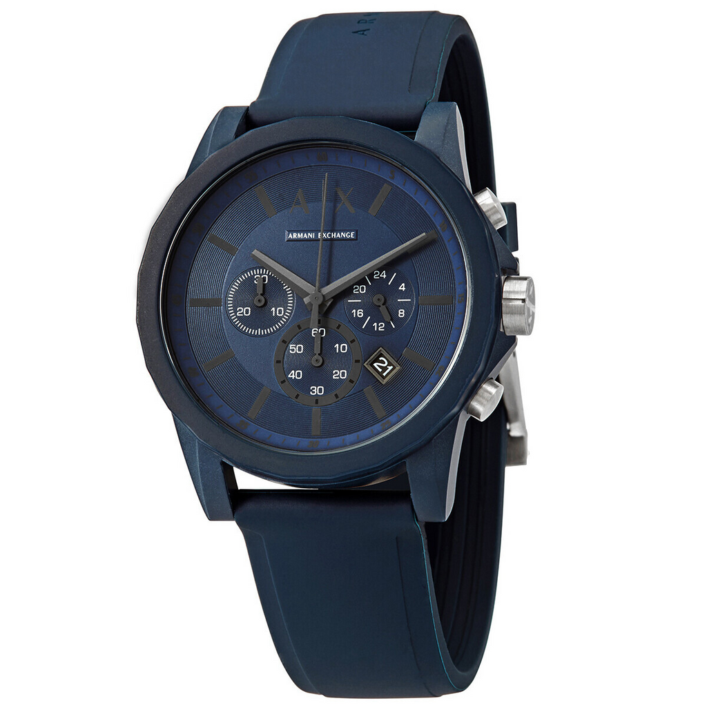  Shop Authentic Armani Exchange Outerbanks Chronograph Blue Dial Blue Silicone Strap Watch For Men - AX1327 - Luxxuri