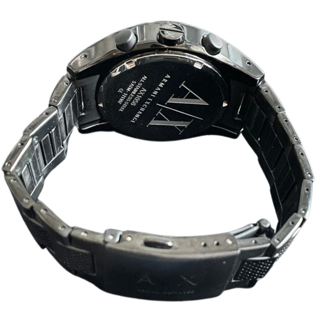  Shop Authentic Armani Exchange Chronograph Black Dial Black Steel Strap Watch for Men - AX1058 - Luxxuri