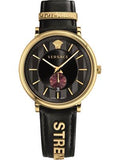  Shop Authentic Versace V-Circle Manifesto Edition Black Dial Black Leather Strap Watch for Men - VBQ050017 - Luxxuri