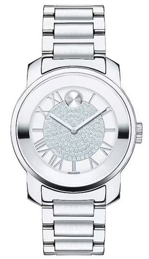  Shop Authentic Movado Bold Crystal Pave Silver Dial Silver Steel Strap Watch for Women - 3600254 - Luxxuri